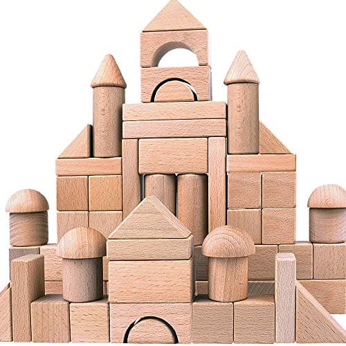 Migargle Wooden Building Blocks Set for Kids - Stacker Stacking Game Construction Toys Set Preschool Colorful Learning Educational Toys - Geometry Wooden Blocks for 3+ Year Old Boys & Girls