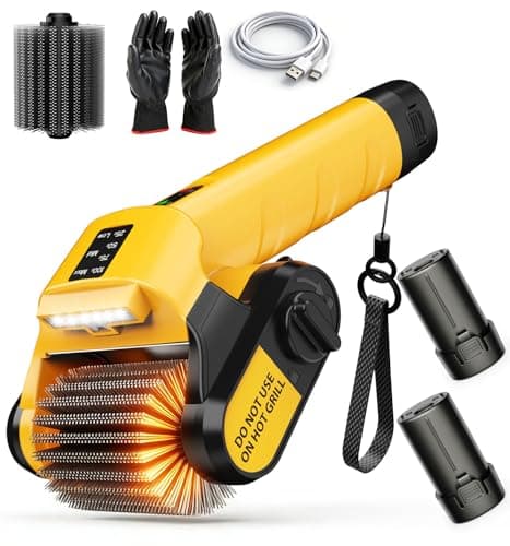 5000mAh 350 Mins Runtime Electric Rotary Grill Brush, 800RPM Powerful Outdoor Automatic Grill Cleaning Brush, 304 Stainless Steel No Bristle Shedding Cordless BBQ Cleaner