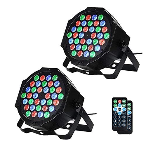LUNSY Dj Lights, 2 Pack 36 LED Par Lights Stage Lights with Sound Activated Remote Control & DMX Control, Stage Lighting Uplights for Wedding Club Music Show Christmas Holiday Party Lighting