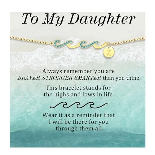 Btysun Mothers Day Gifts for Daughter, Graduation Gift for Her 2026 Initial Bracelets for Daughters Z Letter Bracelet Wave Link Adjustable Birthday Christmas Jewelry