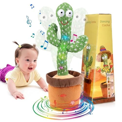 Dancing Talking Cactus Toy for Baby Boys Girls Toys, Adjustable Volume Dancing Cactus Toy Singing Mimicking Recording Repeating What You Say with LED English Sing Talking 15 Second Voice Recorder