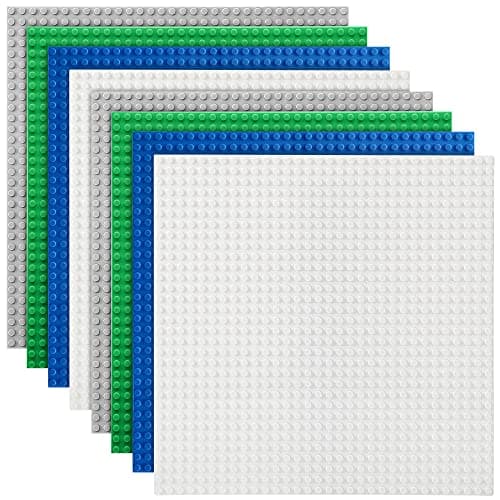 Lekebaby 8 Pack Classic Baseplates 10" x 10", Building Base Plates for Building Bricks, 100% Compatible with Major Brands and Activity Table-Baseplate, Sturdy & Safe, Age 3 and up Kids, Multicolored