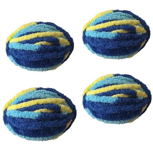 MARCYNMYA Chunky Chenille Yarn No7 Thick Yarn, 250 Grams (Team Spirit, Pack of 4)