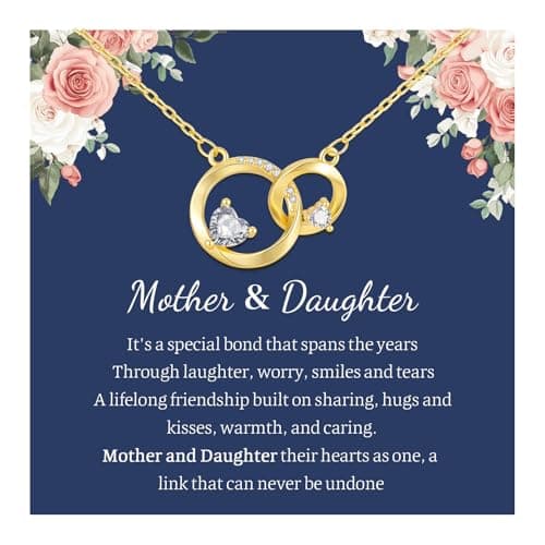 Goxygen Mother Daughter Necklace Gift - 14K Gold Plated Interlocking Circles Pendant Necklace, Dainty Daughter Gifts from Mom, Meaningful Birthday Christmas Mother’s Day Jewelry Gift for Mother (Gold)