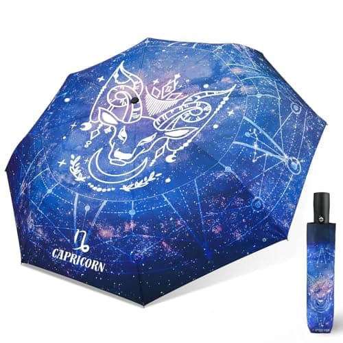 ECOBRELLA Windproof Travel Umbrellas for Adults- Automatic Backpack Lightweight Umbrellas with 12Constellations Pattern