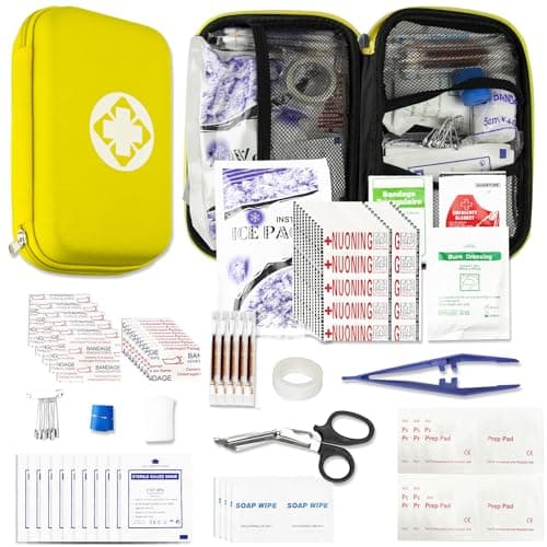 276PCS Hiking First Aid Kit for Home Personal Emergency Supplies Compact Bag for Backpack, First Aid Essentials Survival Kit for Business Travel Car Yellow AMORNING