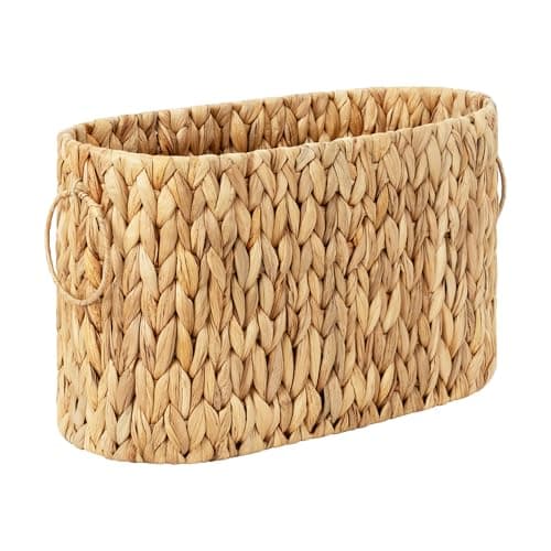 StorageWorks Toilet Paper Storage, Toilet Paper Storage Holder for 6 Regular Rolls, Wicker Basket for Bathroom, Natural Water Hyacinth