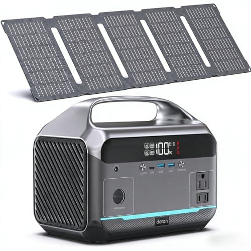 DARAN Portable Power Station with 60W Solar Panel Included, 288Wh (90,000mAh) LiFePO4 Battery, 350W (600W Peak), 7-Port Design, 2.1Hrs Fast Charing Solar Generators for Home, Outdoor Camping