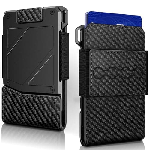 XZZUO Wallet for Men, RFID Blocking Minimalist Leather Pull-out Cloth Belt Wallet with Money Clip, Men's Wallet for 8-15 Cards & Cash, Pocket Fashion Credit Card Holder (Carbon Fiber)