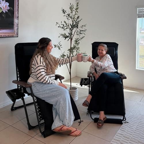 PURPLE LEAF Outdoor Reclining Chair Patio Zero Gravity Chaise Lounge Folding Chair with Removable Cushion Adjustable Headrest for Lawn Camping Beach Pool Black