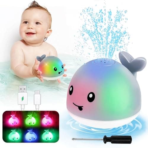 Bath Toys for Kids Ages 1-3 - Valentines Day Gifts for Kids,1 2 3 Year Boys Girls Gifts,Easter Basket Stuffers, Light Up Whale Bath Toy Sprinkler, Toddler Bathtub Pool Water Table Toys, Baby Gift