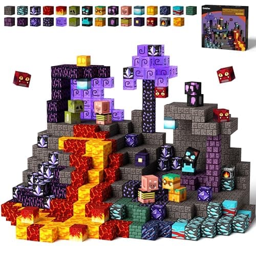 GobiDex 100PCS Magnetic Building Blocks Box Game-Based Build Magwonder Cave World, STEM Sensory Toys for Boys Girls