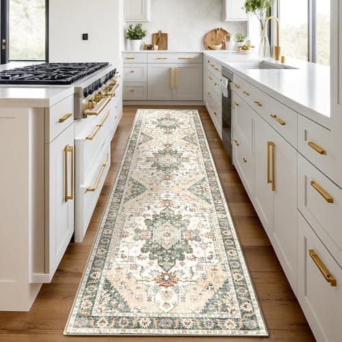 Roseek Rug Runners for Hallways Non Slip, 2.6x8 Kitchen Rugs Washable Vintage, Boho Area Rug for Living Room, Low Pile Distressed Rugs Carpet Runners for Bedroom, Entryway, Laundry