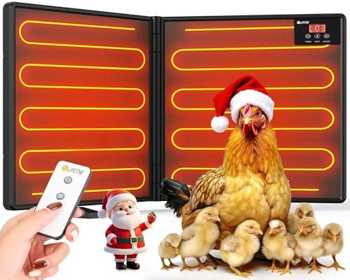 Chicken Coop Heater Inside Coop with Remote Control, 180W Foldable Radiant Heaters, 30''x12'' Large Heating Panel Warmer for Cozy Winter with Adjustable Timer and Temp, Safer Than Brooder Heat Lamp