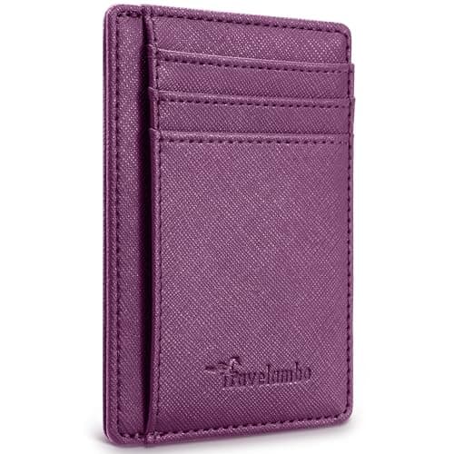 Travelambo Slim Wallet Front Pocket Minimalist Leather RFID Blocking Medium Size