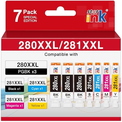 Starink PGI-280XXL CLI-281XXL 280XXL 281XXL 280 281 XXL Replacment for Canon 280 281 Ink Cartridges Compatible with PIXMA TR8620 TR8620a TS6320 TS8220 TS9520 TS6120 TS6220 TR7520 Printer 7 Pack