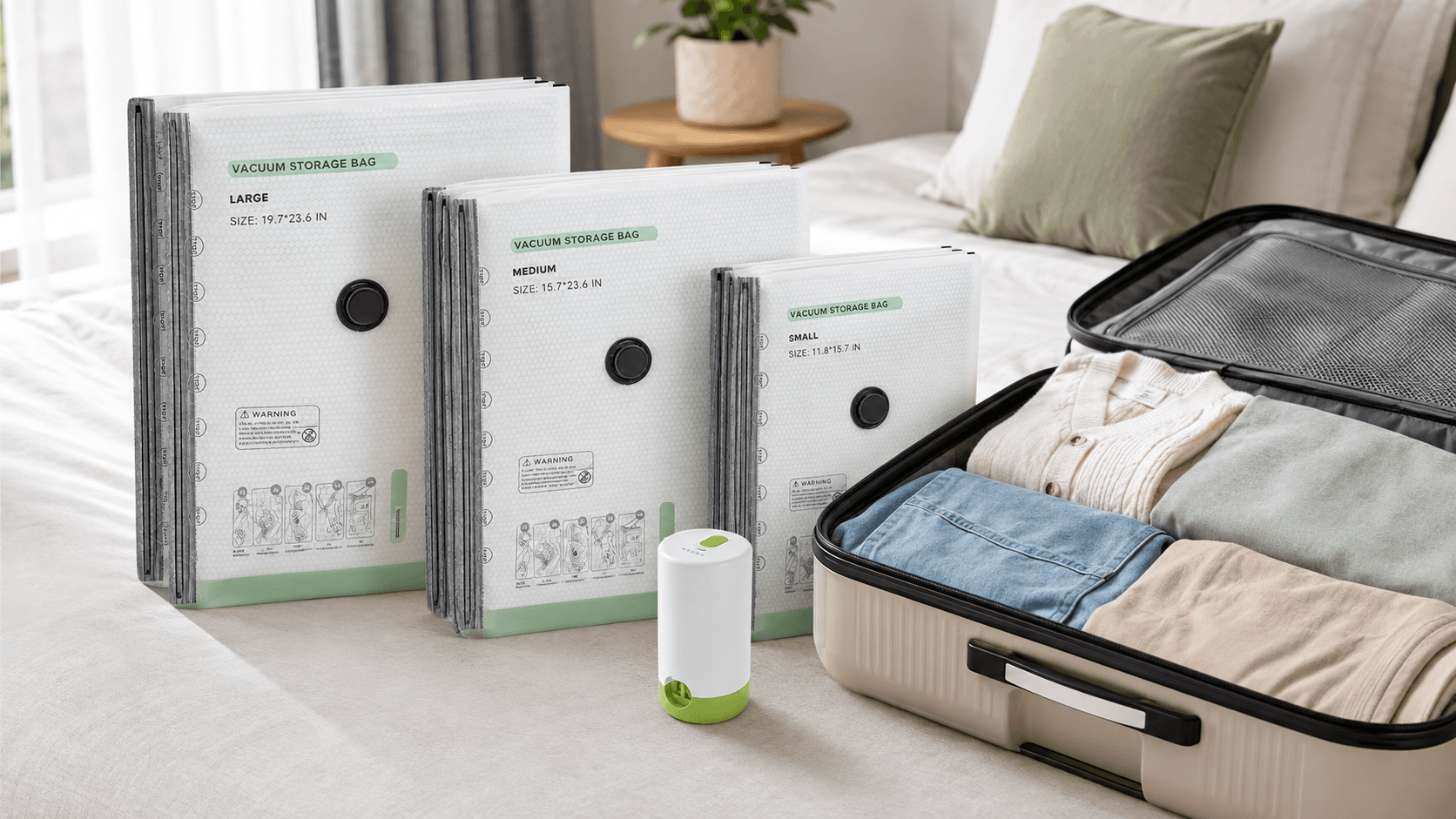 12-Pack Travel Vacuum Bags With Cordless Pump Is 50% Off