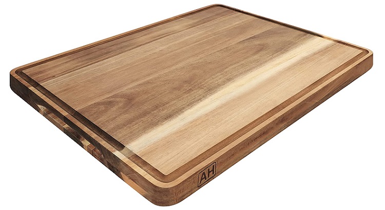 large beveled wooden cutting board