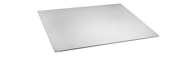 simple silver cutting board with white background