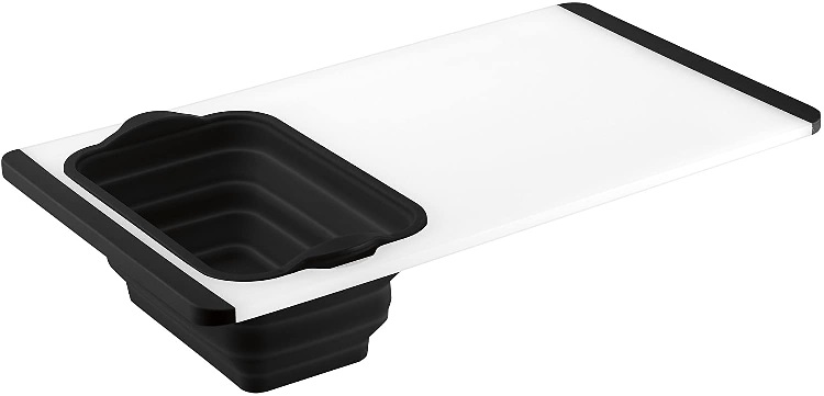black and white Cutting Board with Colander