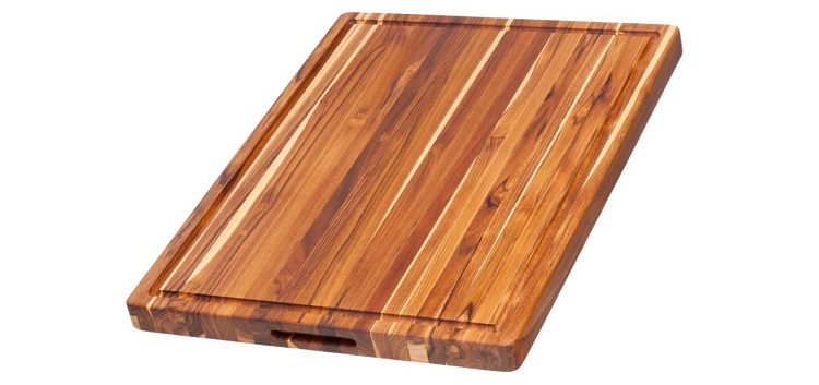edge grain cutting board with hand grips and juice canal