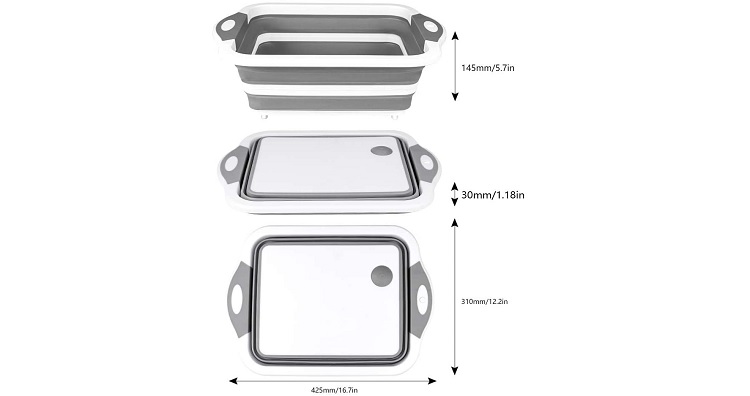 Collapsible Cutting Board with Colander