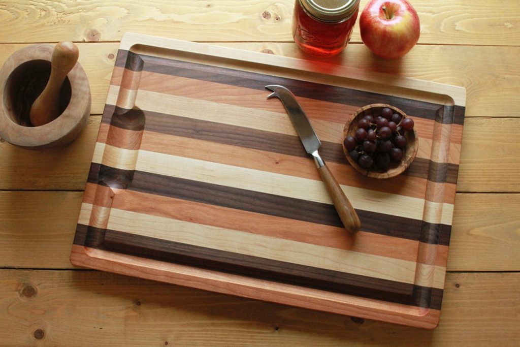 striped walnut cutting board
