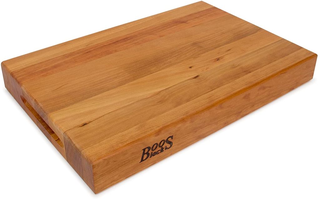 cutting board with traditional brown wood color rectangular in shape
