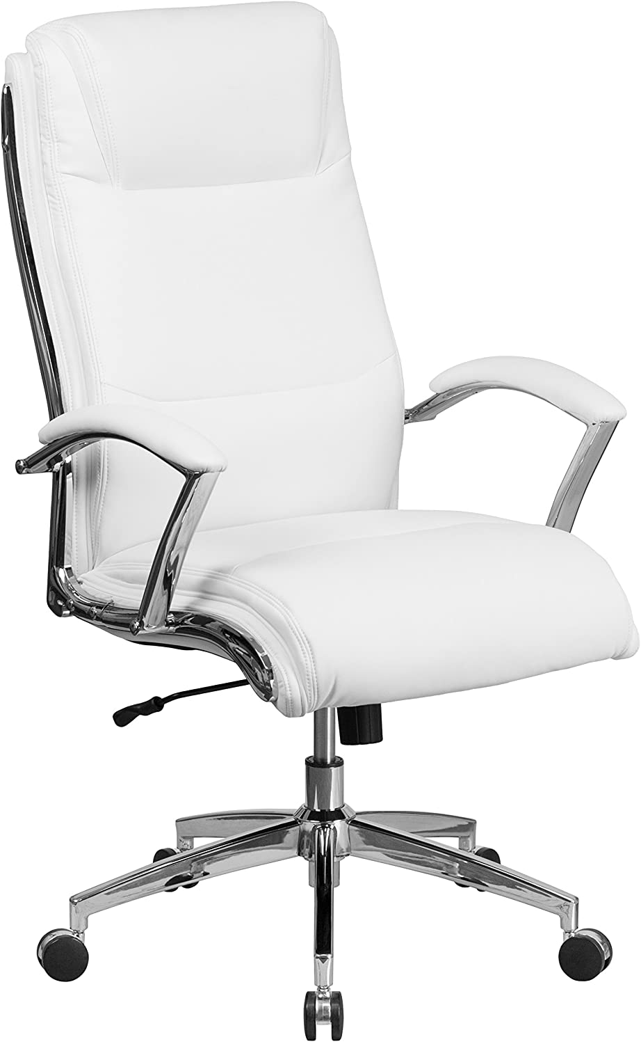 Flash Furniture High Back Designer White LeatherSoft Smooth Upholstered Executive Swivel Office Chair