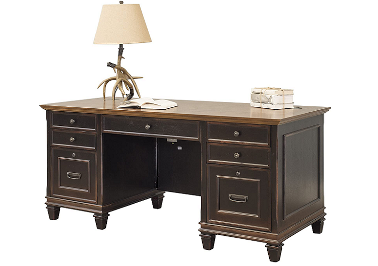 Martin Furniture Hartford Double Pedestal Shaped Des