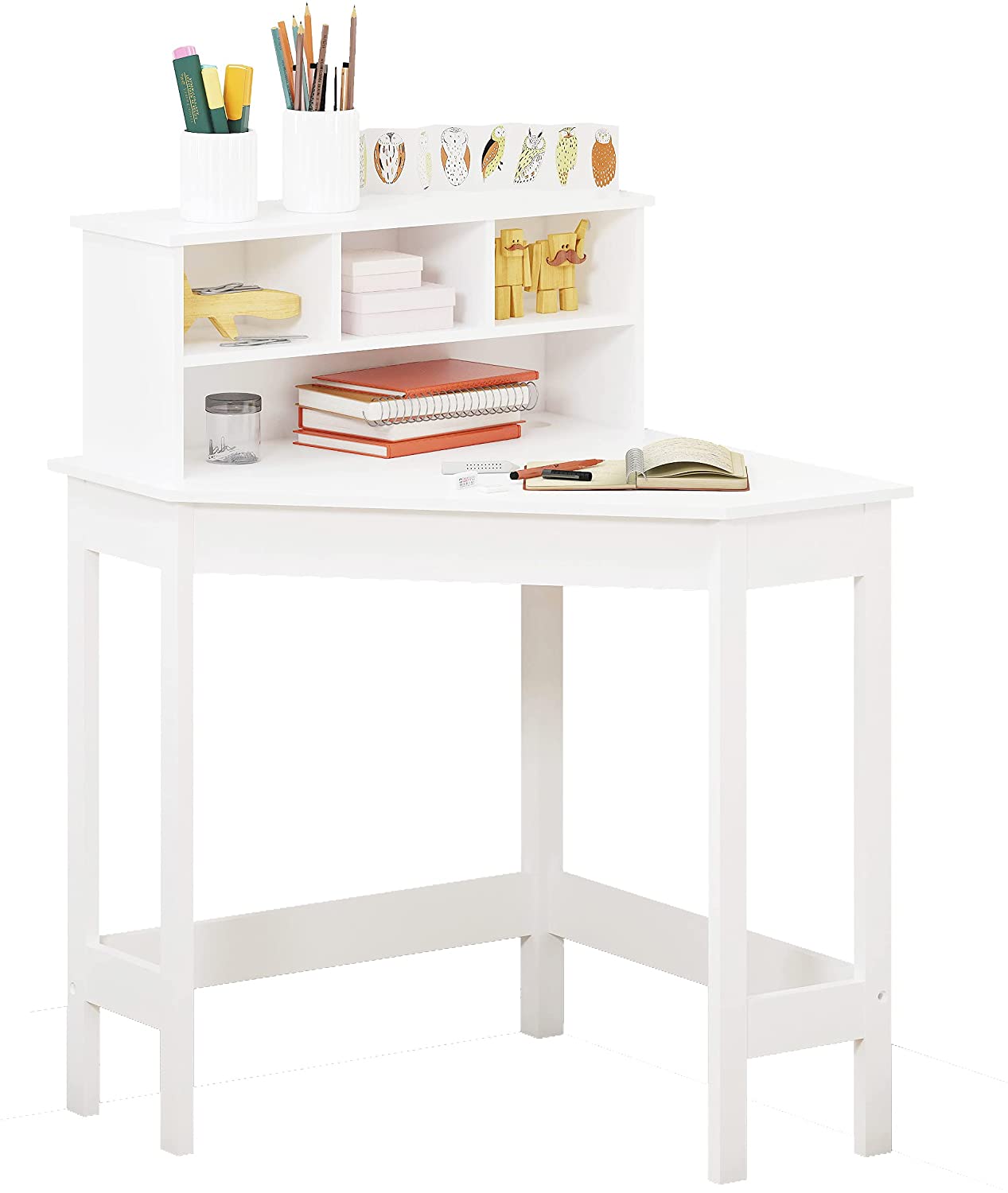 UTEX Corner Desk with Storage and Hutch for Small Space