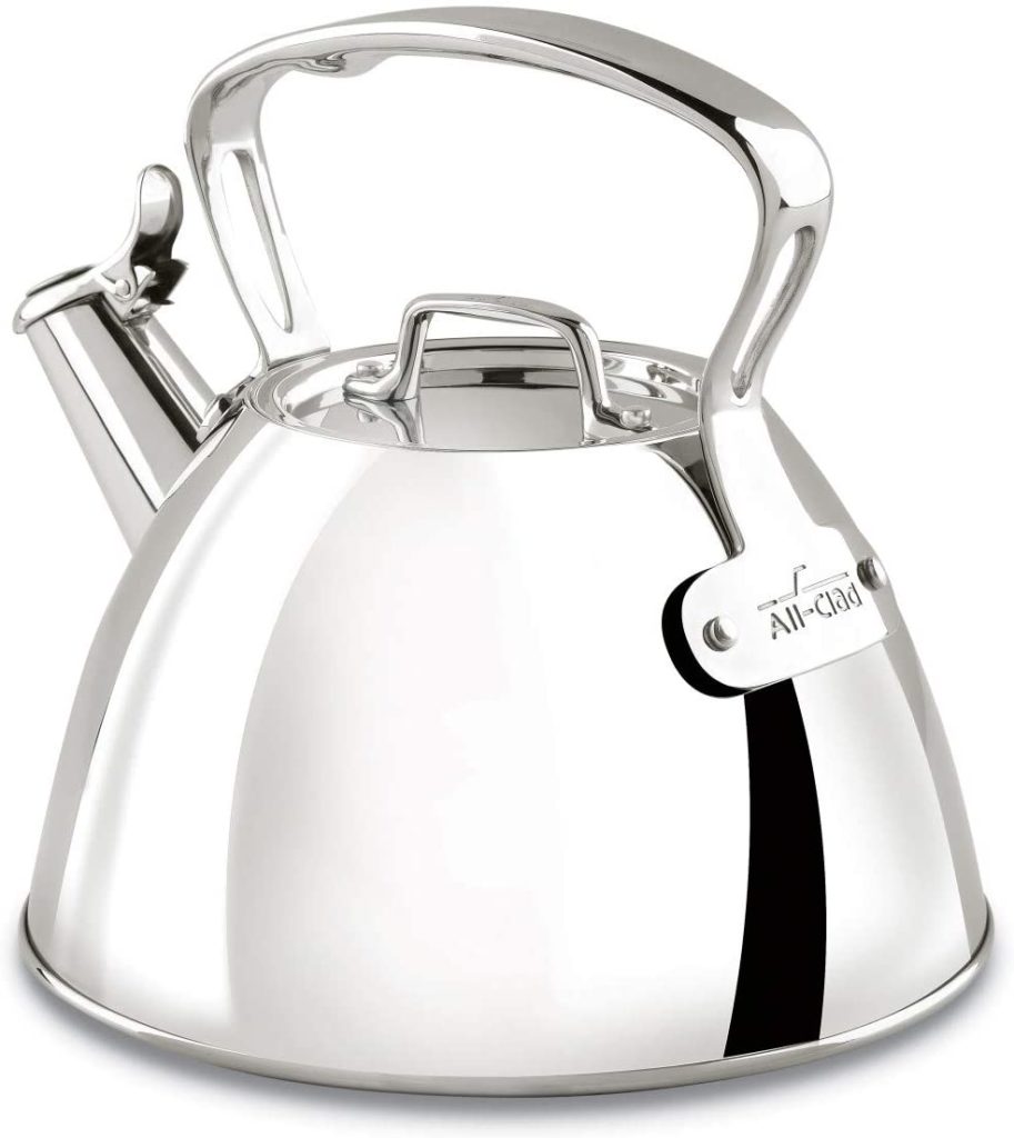 shiny all stainless steel tea kettle