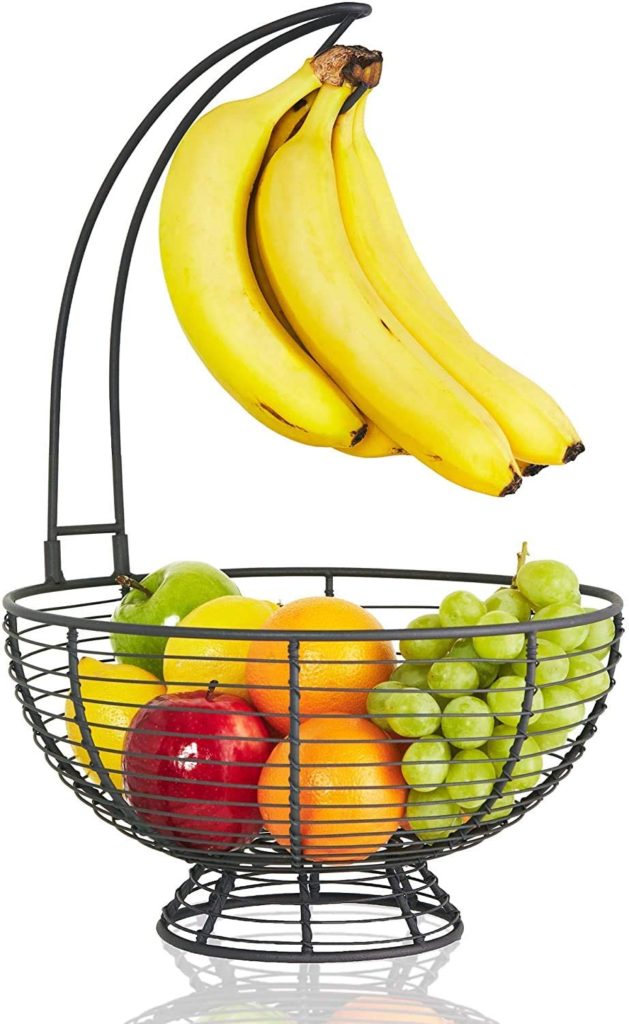 full wire fruit basket and banana holder