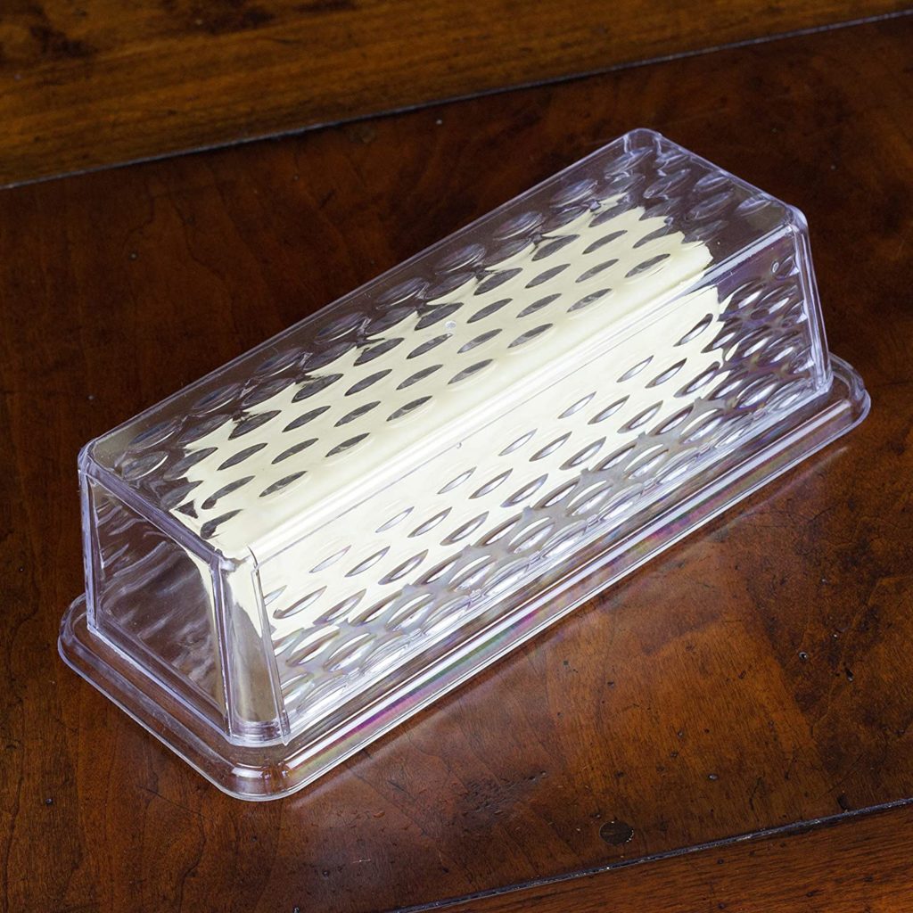 clear plastic hammered butter dish