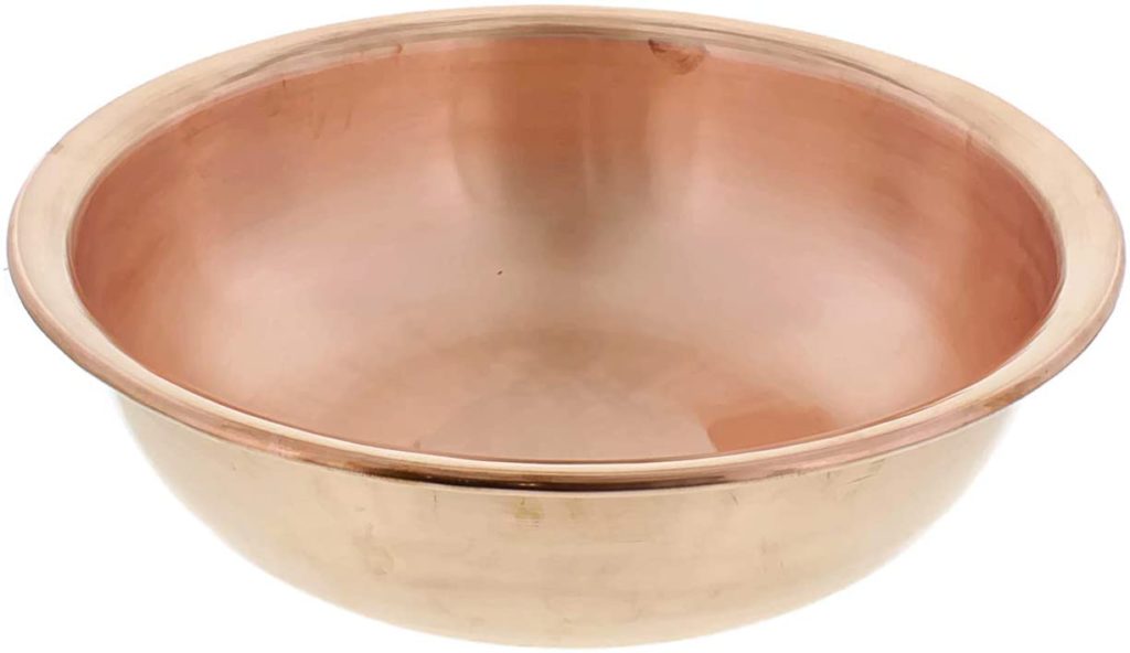 copper mixing bowl with flat rim