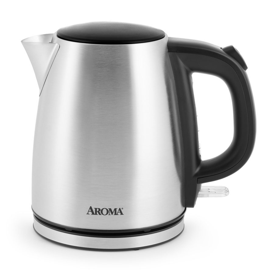 stainless steel electric kettle with black handle