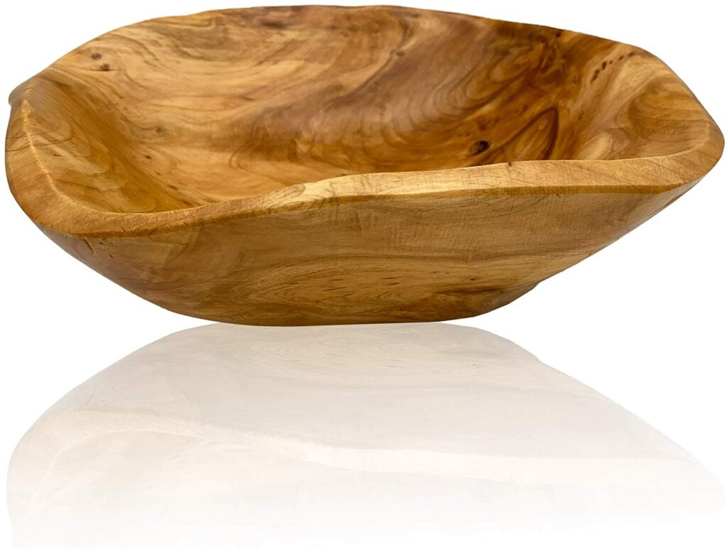 irregularly shaped wave wooden carved bowl