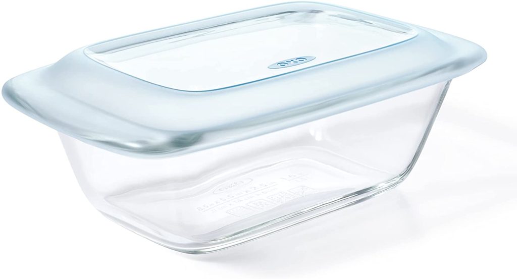 clear glass loaf pan with clear lid