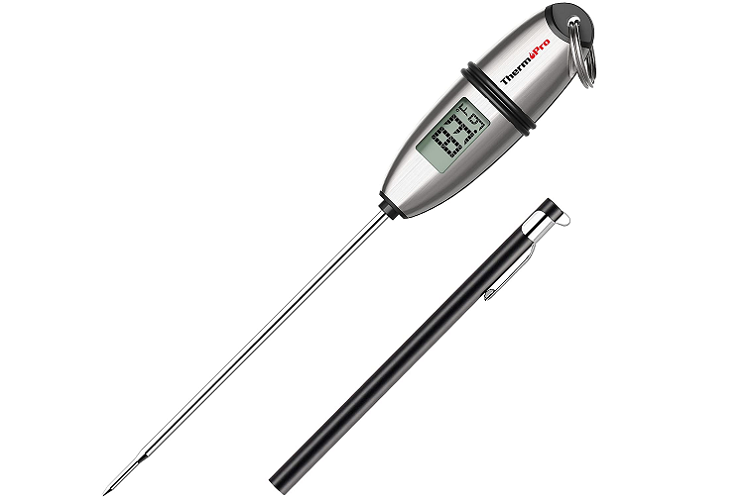 modern silver and black digital probe thermometer