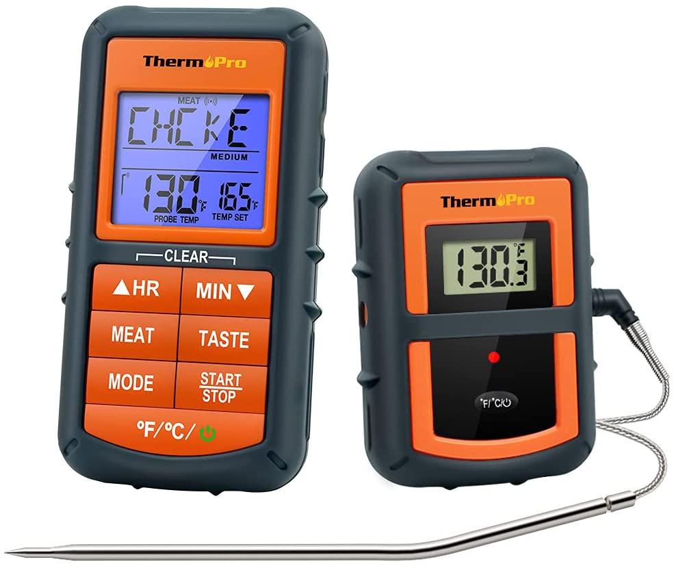 two orange and black digital thermometers