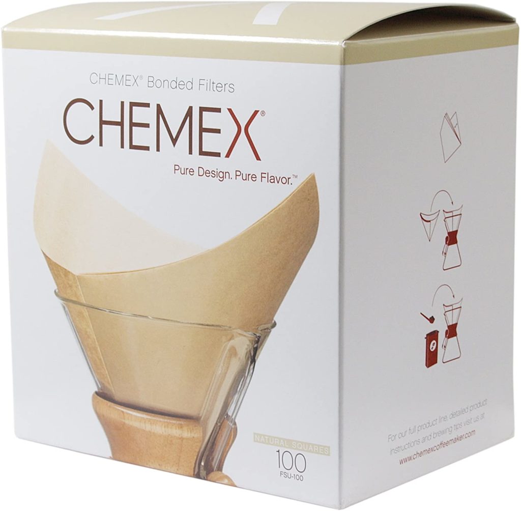 box of chemex paper coffee filter cones