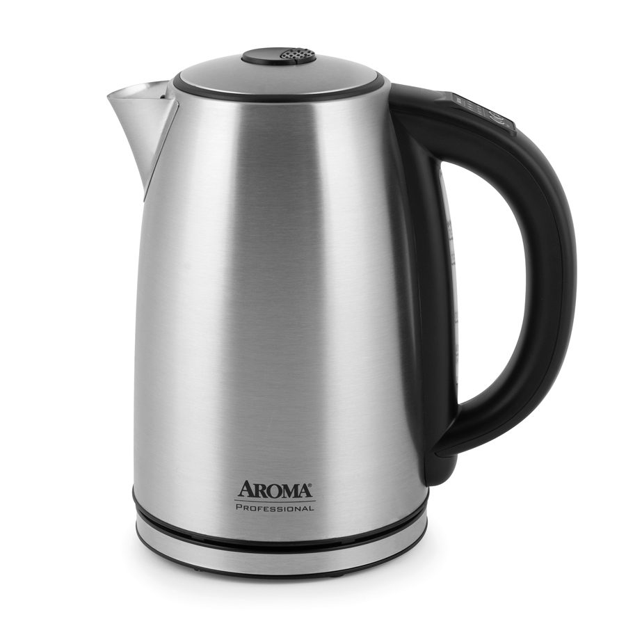 stainless steel eletric kettle with black handle