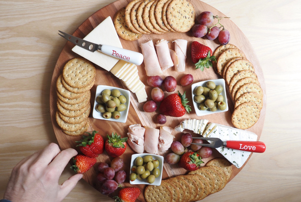 charcuterie board on round lazy susan