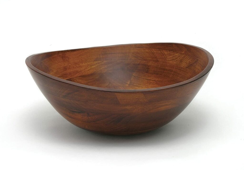 cherry wood bowl with wavy rim
