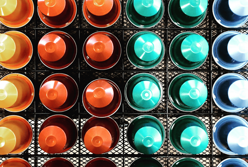 multicolored organized nespresso pods