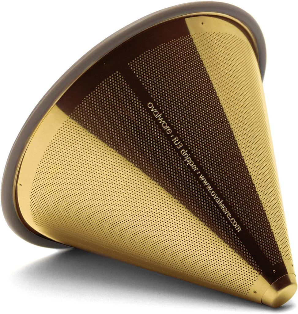 gold metal coffee filter cone