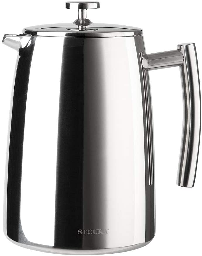 shiny all stainless steel french press machine