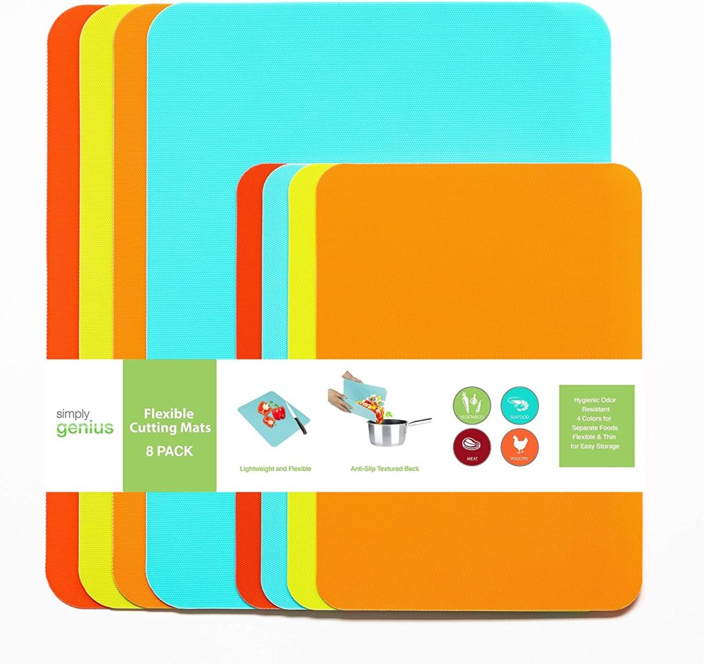 assorted colors of silicone cutting boards