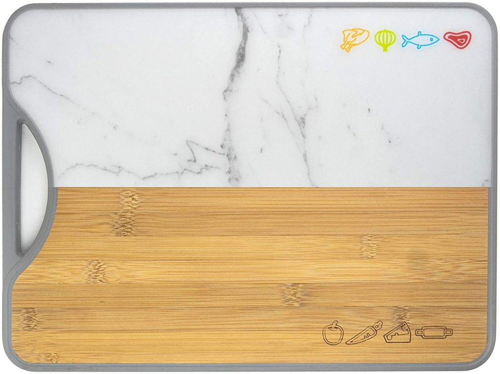 bamboo and stone split cutting board