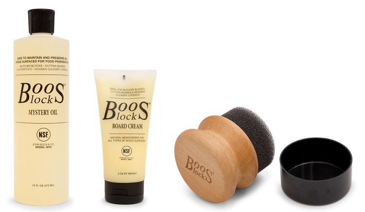 boos brand butcher block cleansing products and brush